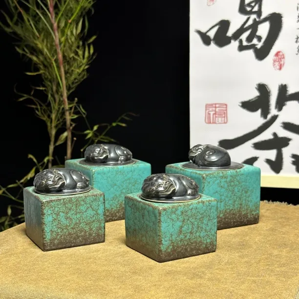 新品仿古貔貅茶叶罐家用茶叶密封罐储茶罐复古陶瓷茶叶罐大小号