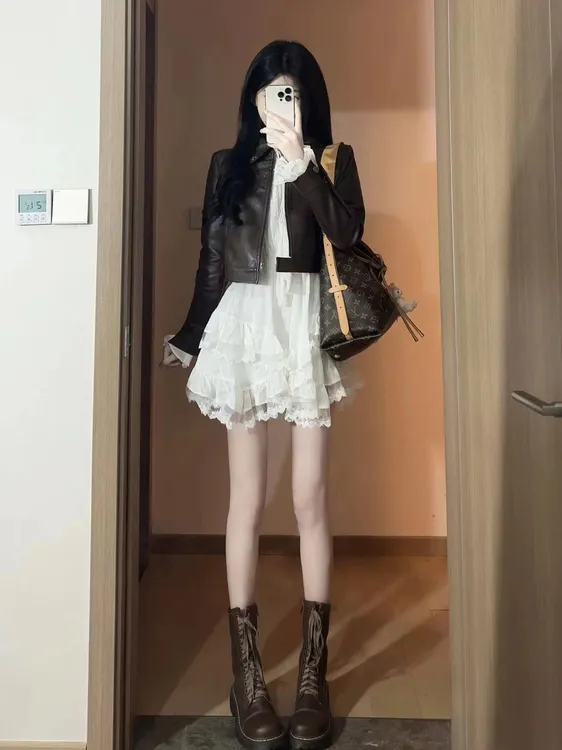 初恋情结  白色肌理感气质连衣裙女不规则国庆出游神仙出片蛋糕裙