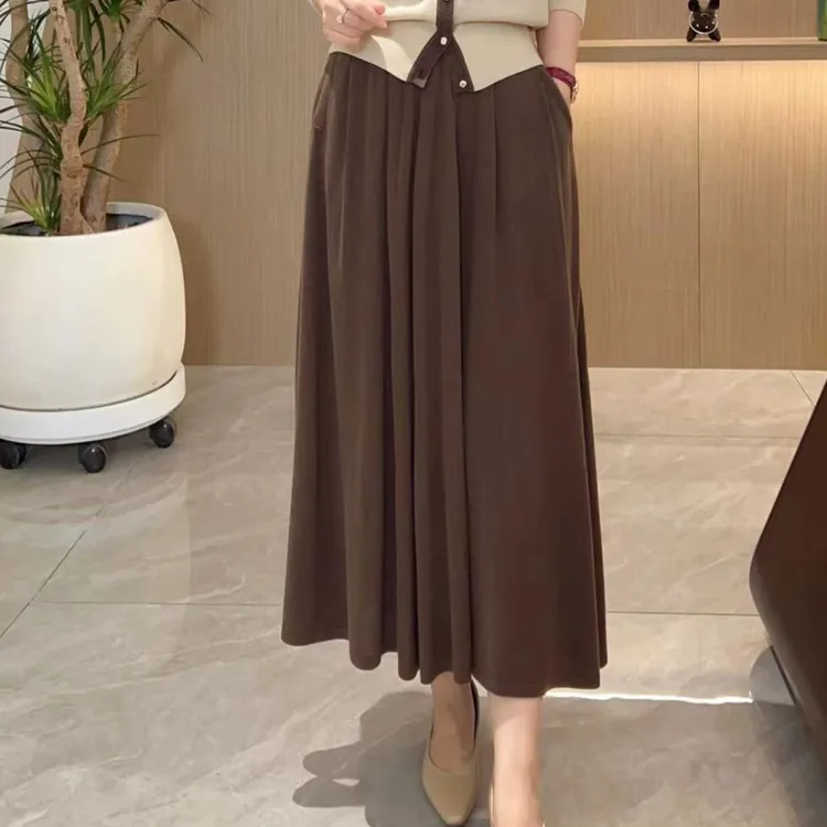 时尚高腰中长半身裙A字百搭#DQ5981