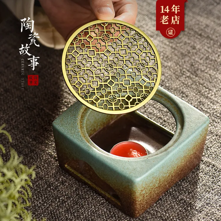 陶瓷故事茶馆蜡烛保温底座耐加热玻璃花茶壶围炉煮茶暖茶器公道杯