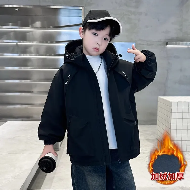 儿童装男童外套加绒加厚秋冬装2025新款大童棉衣派克服冬季棉服潮