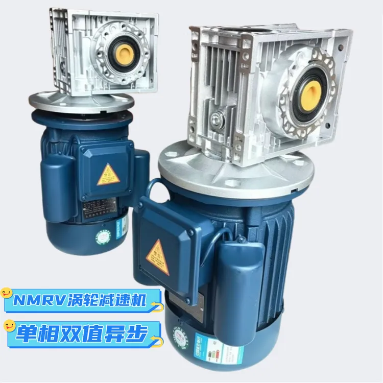 NMRV涡轮蜗杆减速电机220V单相双值电容异步电动机0.75KW0.37KW55
