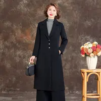黑色妈妈双面羊绒大衣女2024年新款高级感中长款加厚呢子外套