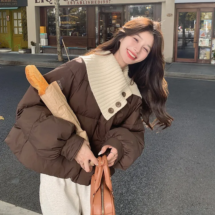美拉德咖色短款羽绒服女冬季2025新款韩系超好看加厚90白鸭绒外套
