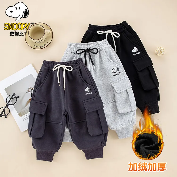 加厚奥利绒工装裤冬季新款儿童时尚舒适保暖中大童男女童加绒卫裤