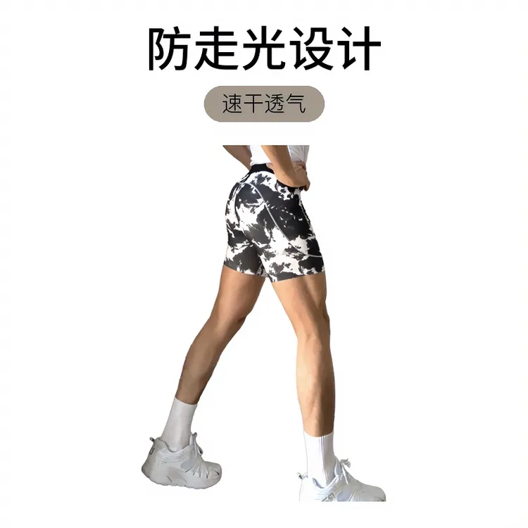 男士运动健身紧身速干短裤高弹力吸汗迷彩跑步四分裤防走光速干