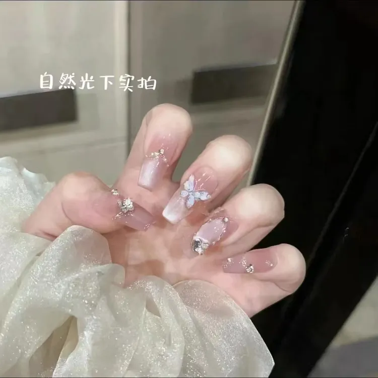 【月光银蝶】手工穿戴甲蝴蝶气质款光疗美甲十片装