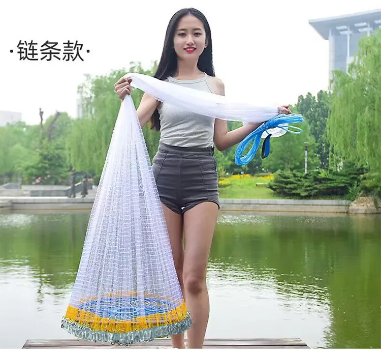 大飞盘打鱼批发式撒网手抛网渔网手撒鱼网手撒网圆盘旋网捕鱼优质