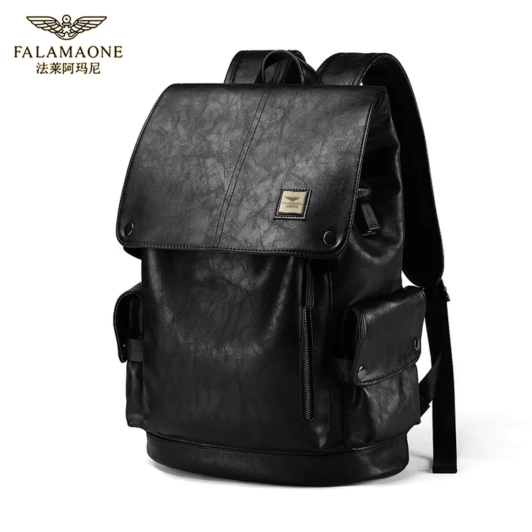 法莱阿玛尼正品新款男双肩背包电脑包轻奢旅行出差时尚真皮包男款