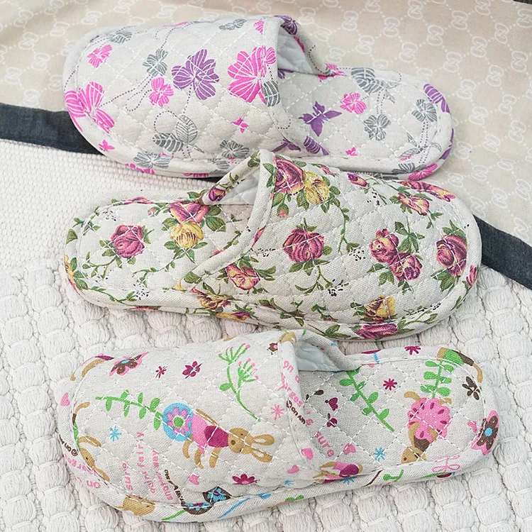 特价布底布拖鞋布艺纯棉居家居木地板静音软底情侣女可机洗冬室内