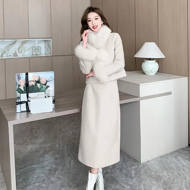 2024冬季新款小香风套裙套装加厚显瘦气质