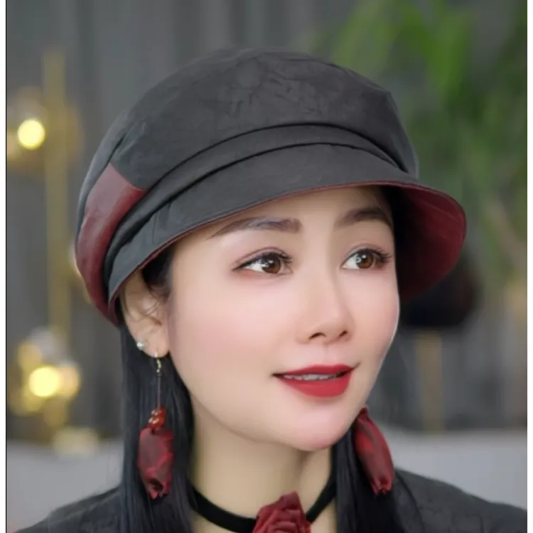 「香云纱贝雷帽」香云纱重磅真丝桑蚕丝时尚防晒遮阳防紫外线帽女