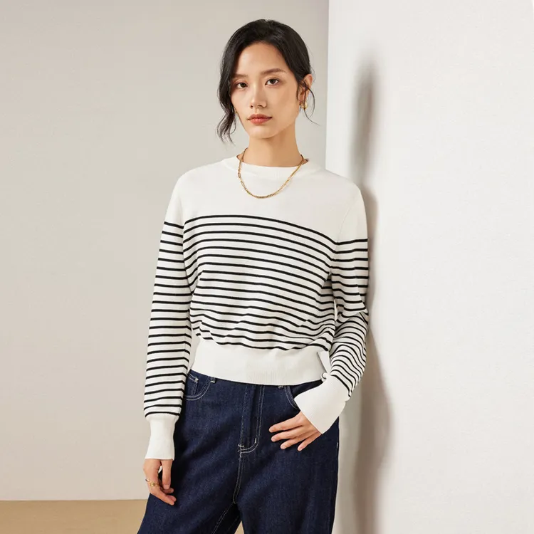 Z禾同款 休闲百搭时尚显瘦圆领套头衫毛衣女51A063780