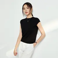 【直播专属】夏季圆领半高领显瘦包袖针织衫女气质打底衫BF219022