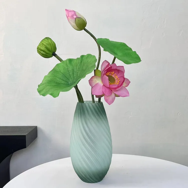 仿真荷花莲叶单枝手感假莲苞仿真莲蓬佛堂用品人造莲花仿真花睡莲