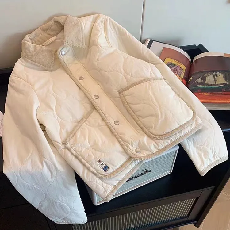 韩版小熊刺绣菱格棉服女秋冬季2025新款宽松棉袄短款小个子棉衣潮