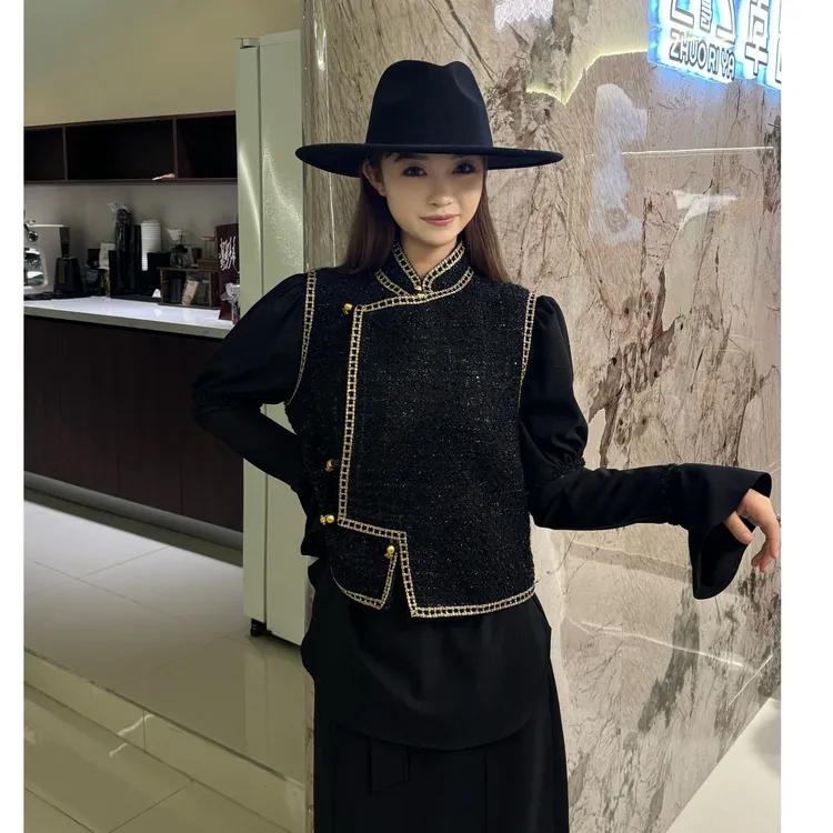 【卓日雅】8812民族风复古修身马甲秋冬改良蒙古服饰