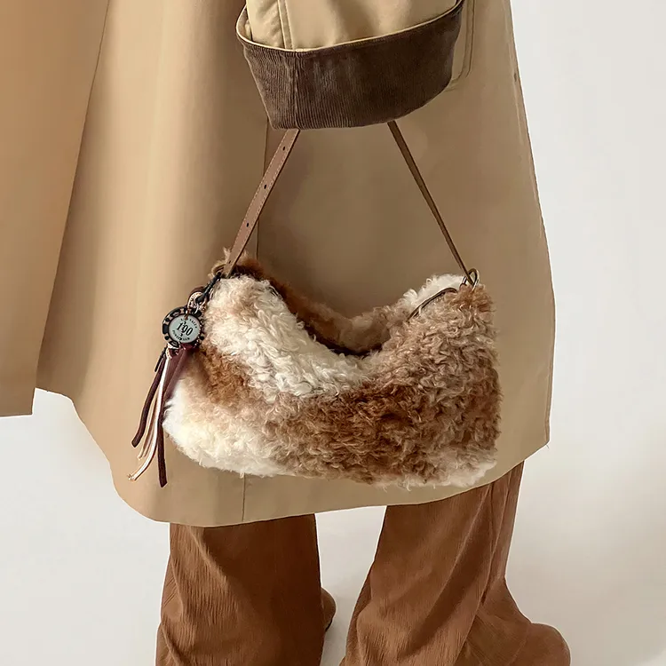 DOUBLE.R【暖冬配方】原创·送包挂 毛绒腋下包 2025新款 单肩斜挎包