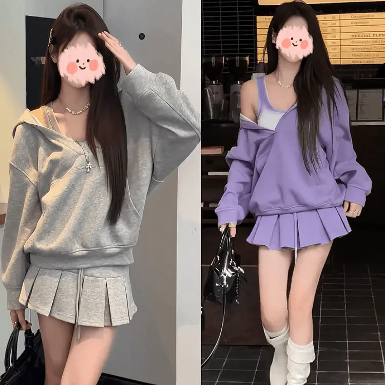 2025小个子时尚减龄套装春秋新款炸街时髦洋气短裙+微胖女生穿搭