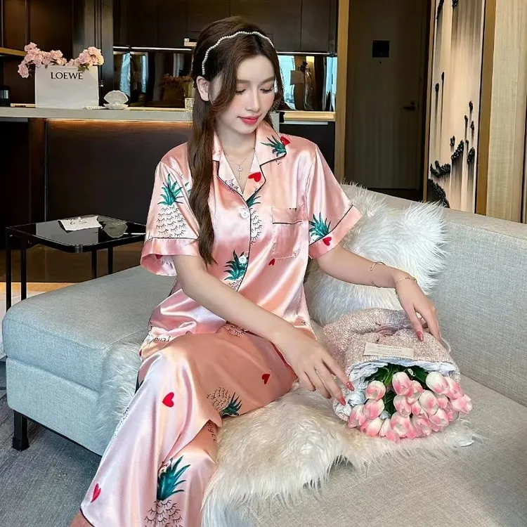 夏季新款女士冰凉丝滑睡衣家居两件套大码165斤-185斤