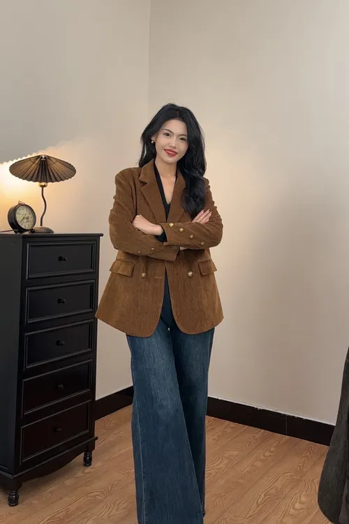 雪花绒西装外套女显瘦2025年春秋季高级感韩版时尚休闲百搭