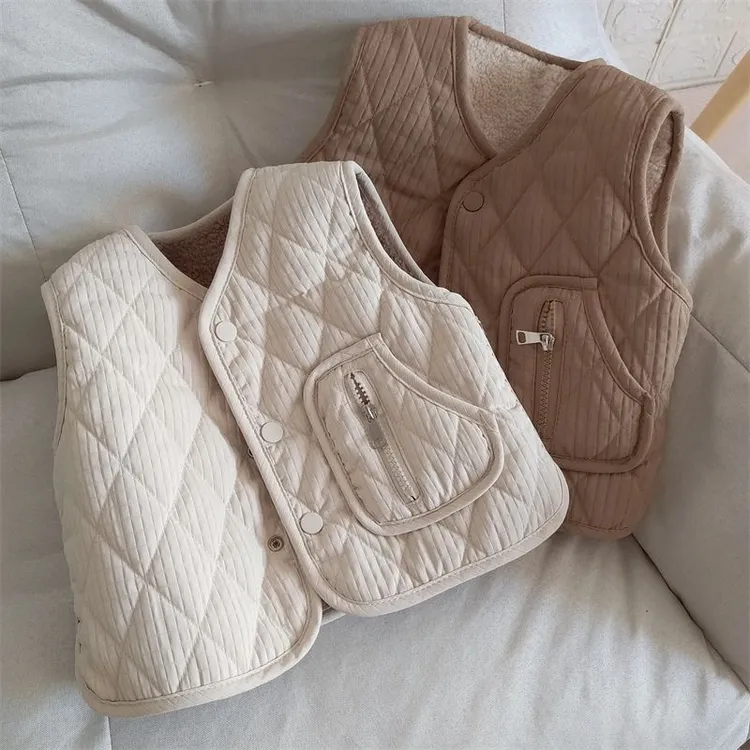 秋冬婴儿毛绒背心男童加绒女童宝宝羊羔绒马夹婴儿婴幼儿马甲
