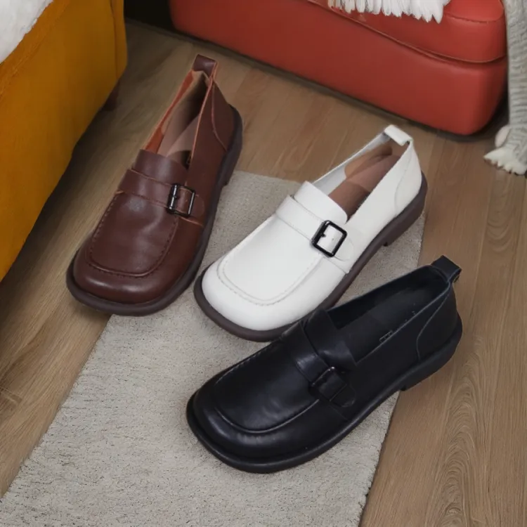 2065-2平跟方头四季通用休闲风低跟单鞋秋季女鞋百搭休闲软底单鞋