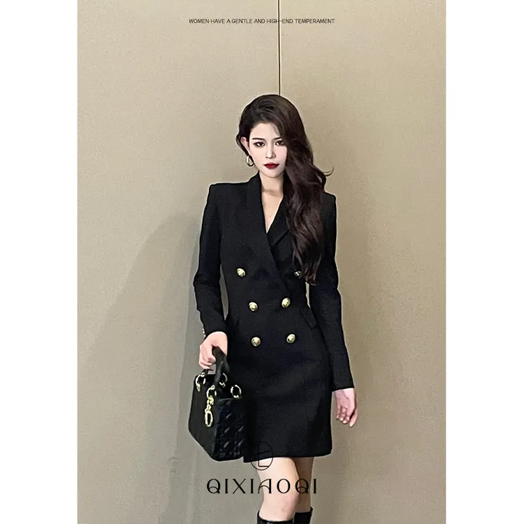 七小七Sicily【波尔多酒庄】法式高级气质西装连衣裙女时尚收腰裙子