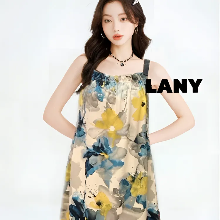 气质高级感碎花吊带连衣裙女装夏天高端高贵小个子海边度假风裙子