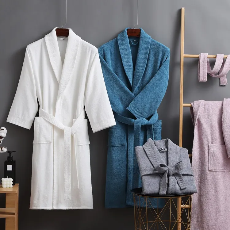 高端酒店浴袍新疆棉男女睡袍纯棉毛巾料A类情侣浴衣长款成人洗澡