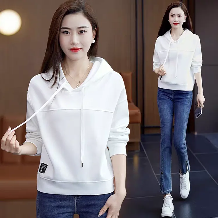 春秋季连帽卫衣女2025新款休闲宽松显瘦百搭长袖帽衫短款上衣薄款