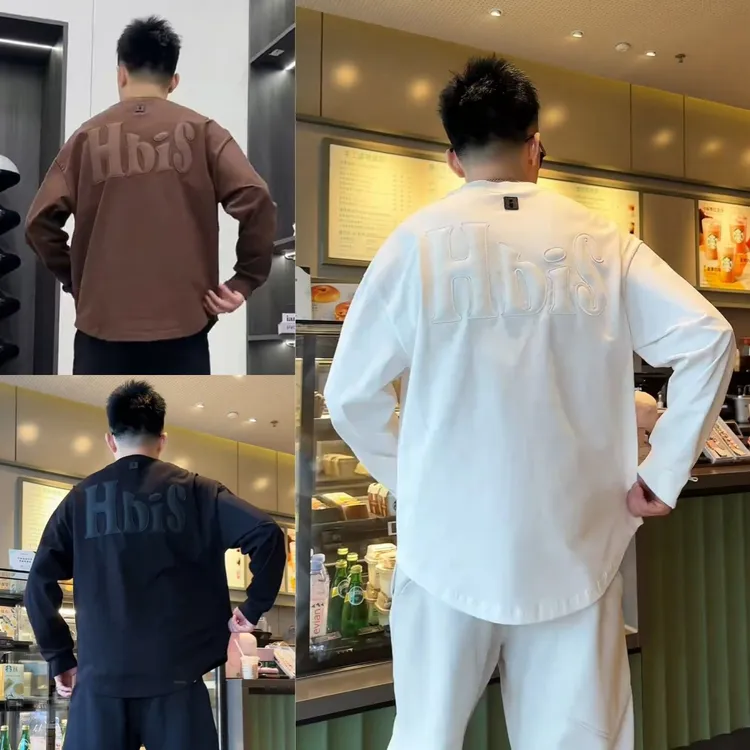 高克重秋冬新款男休闲卫衣百搭时尚袖口拉链设计圆下摆高街T恤男