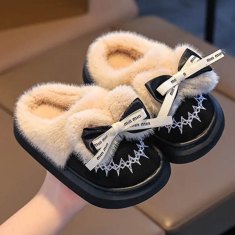 2025新款儿童棉鞋冬季女童室内外加厚保暖中大童宝宝棉拖鞋小女孩