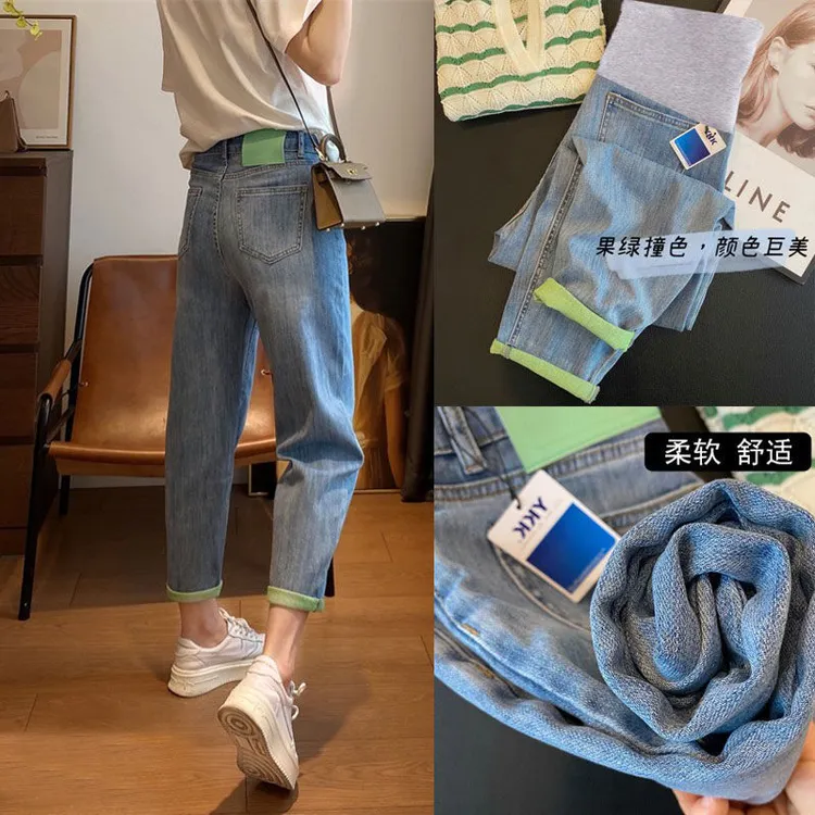 孕妇裤子春秋款外穿2025新款大码老爹裤宽松牛仔裤薄款秋装休闲裤