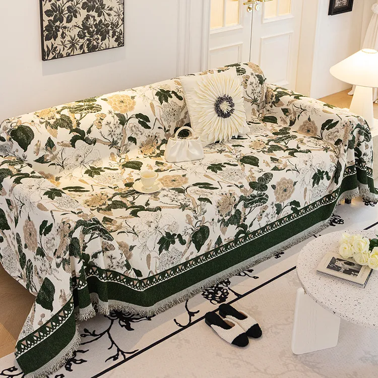 花丛美式高端沙发巾四季通用沙发套罩防滑防猫抓全包沙发盖巾盖布