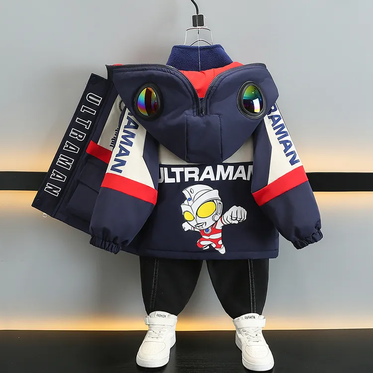 奥特曼男童秋冬加厚绒外套2025新款儿童冬季防风保暖三合一冲锋衣