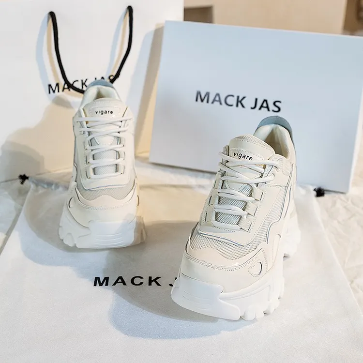 香港MACKJASCHK正品真皮2024新款百搭休闲时尚春季内增高老爹鞋女