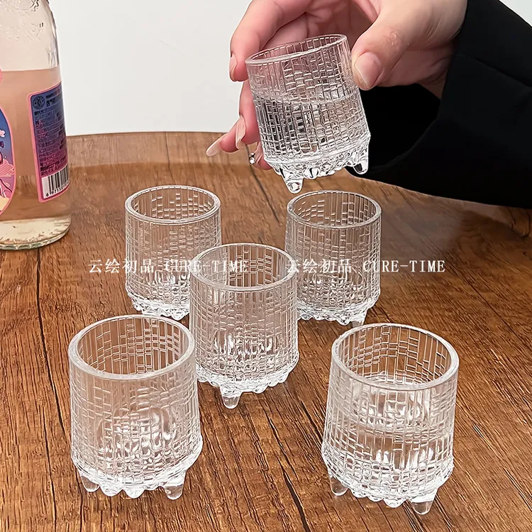 【拍一发六】复古三鼎水晶玻璃酒杯家用一口小酒杯烈酒迷你一两酒盅