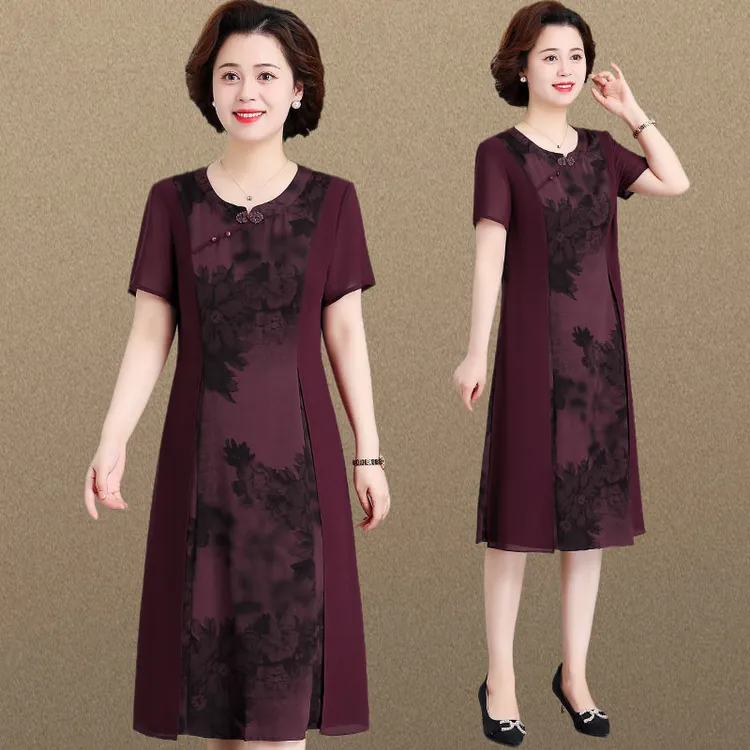 喜婆婆婚宴装中老年夏装妈妈结婚礼服洋气中国风改良旗袍连衣裙女