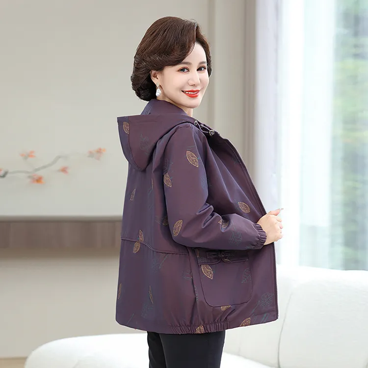 洋气妈妈秋装外套50岁60中老年女装老太太奶奶装春秋薄款夹克风衣