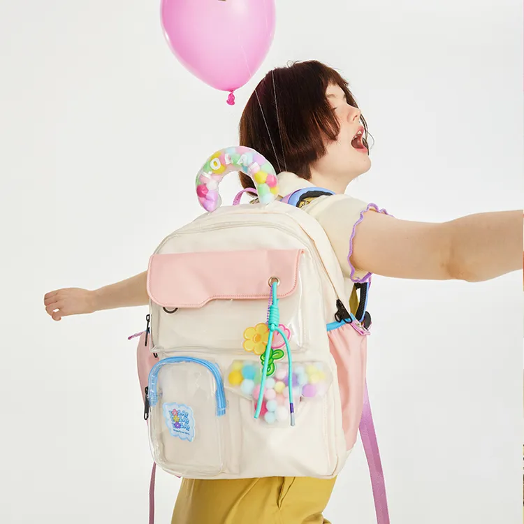 LOLA DESIGN花花双肩包可爱书包女生大学生 初中生小众双肩背包