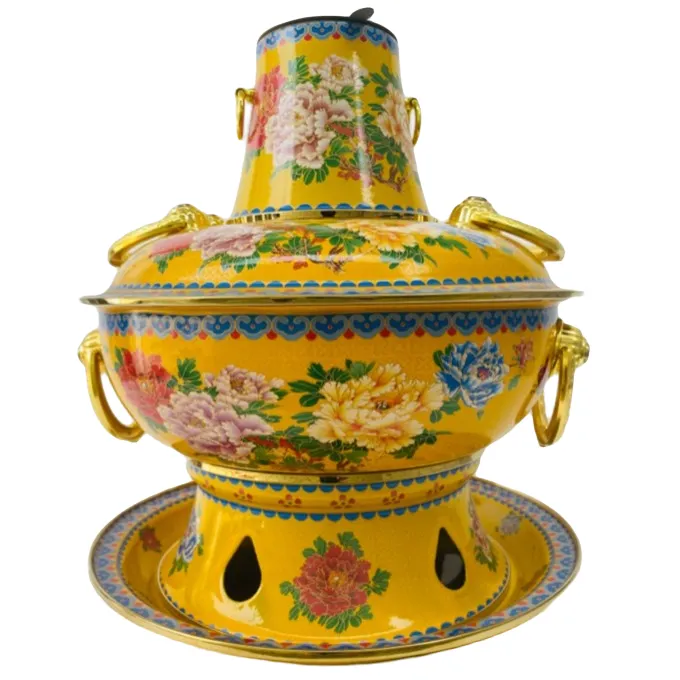 景泰蓝珐琅彩环保油分体铜火锅纯铜锅老式铜锅高温加热铜火锅家用