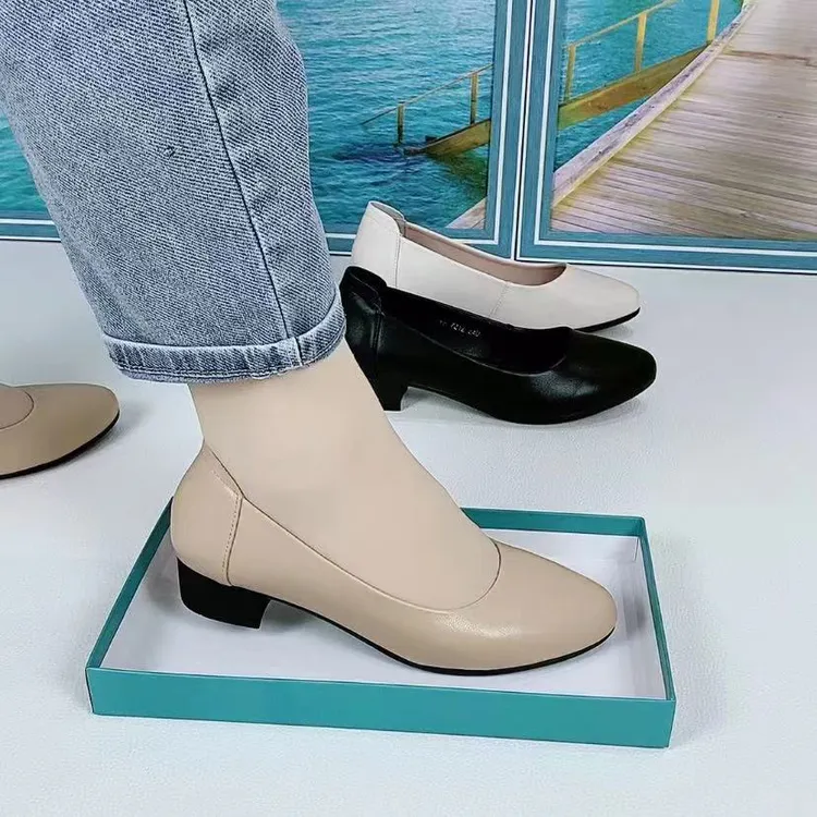 低跟精致正品保证春秋新款女单鞋韩版时尚圆头浅口软底妈妈鞋
