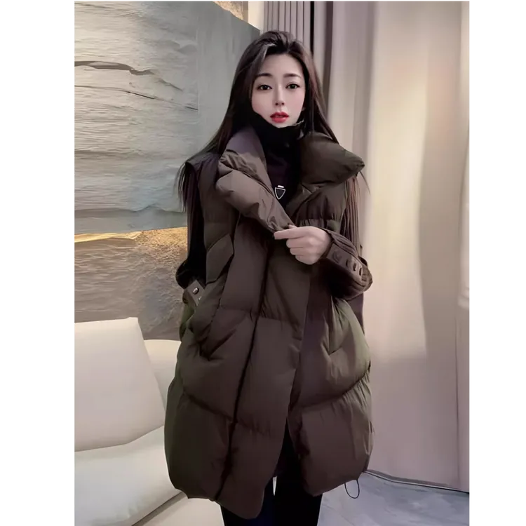 特大码胖mm高级感宽松休闲纯色马甲女秋冬季新款时尚加厚坎肩马夹