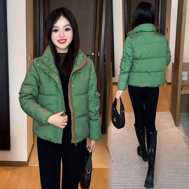 时尚短款羽绒棉服女2024冬季新款洋气立领显瘦小个子保暖棉袄外套