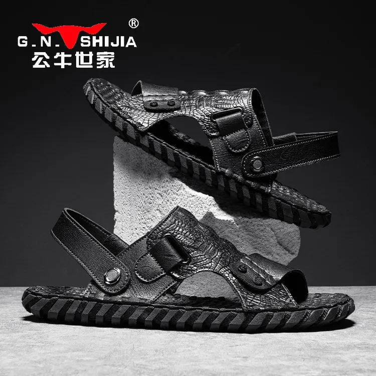 公牛世家凉鞋男夏季爸爸两用男士开车拖鞋轻便软底户外钓鱼沙滩鞋商品图