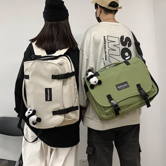 大学生双肩包单肩两用多功能休闲翻盖男女纯色中学生三用斜挎书包