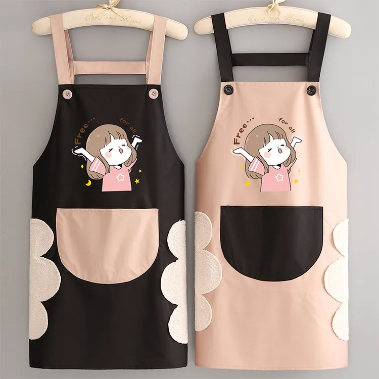 卡通可爱防水防油围裙厨房家用做饭围腰女餐饮专用工作服定制印字