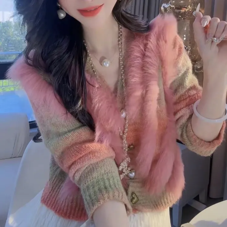 毛茸茸上衣时尚百搭春秋上新款简约长袖开衫上衣S2101