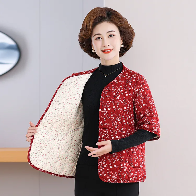 中年妈妈冬装棉马甲加绒加厚中袖棉衣中老年女秋冬内搭小棉袄背心